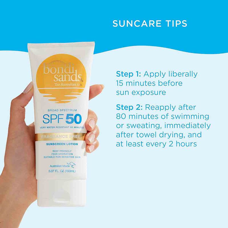 bondi sands sunscreen lotion spf50+ fragrance free 150ml