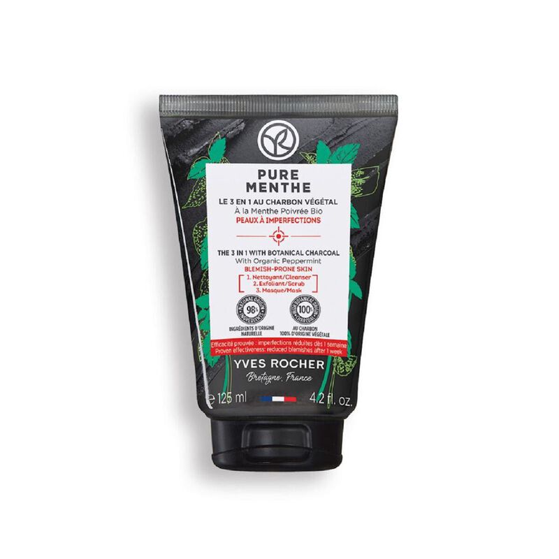 yves rocher 4 in 1 botanical charcoal with organic peppermint  pure menthe