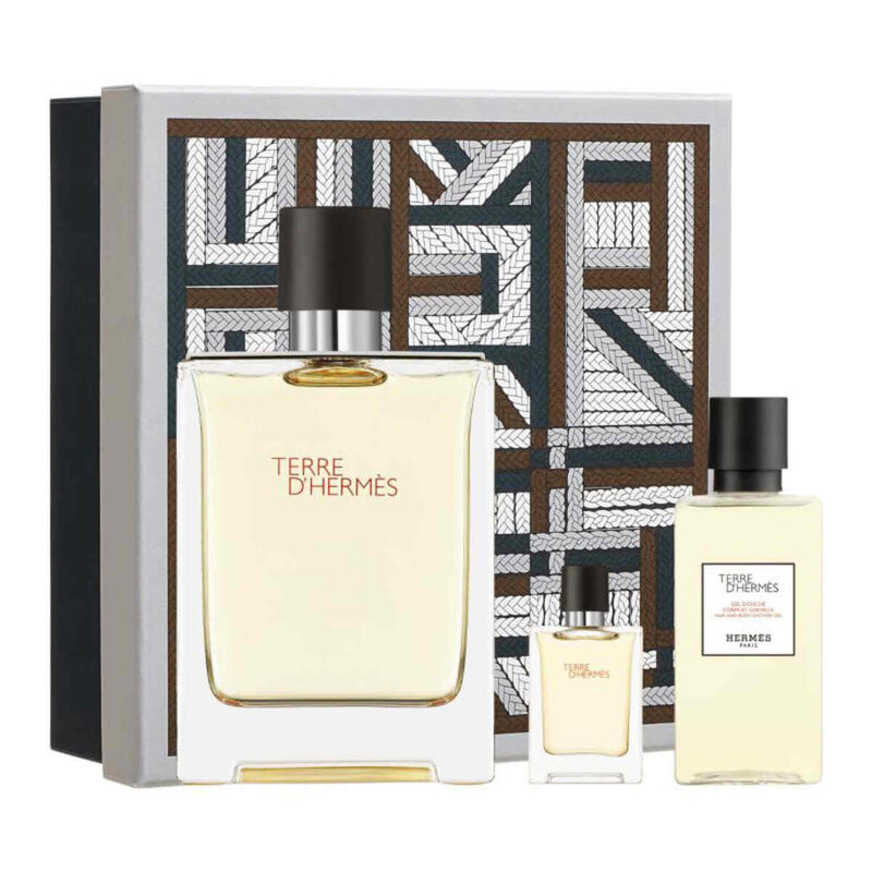 hermes terre d'hermes edt set 100ml + replica 5ml + shower gel 40ml