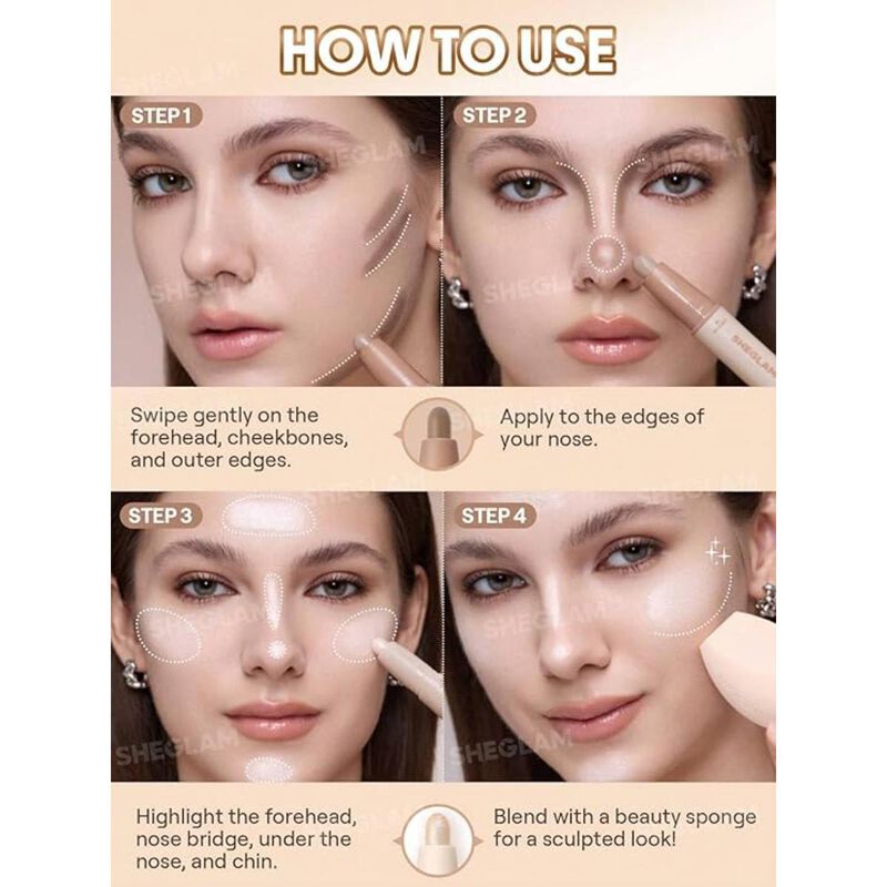 sheglam sheglam 2in1 contour & highlight stick warm honey