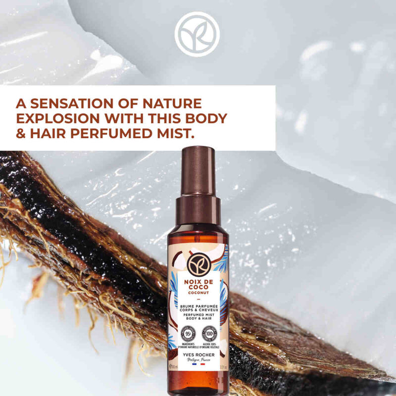 yves rocher perfumed body and hair mist coconut