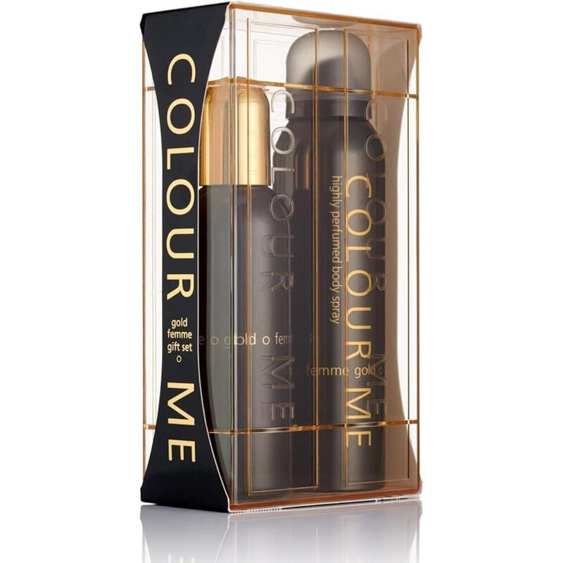colour me colour me set gold for women (parfum 100ml + body spray 150ml)