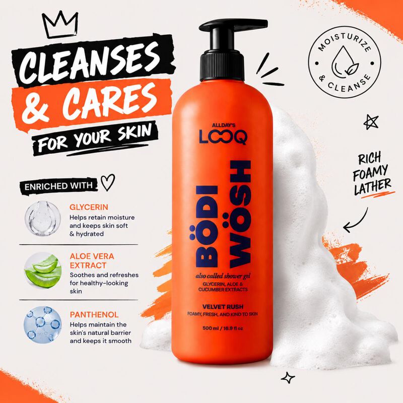 looq bodi wosh velvet rush body wash 500ml