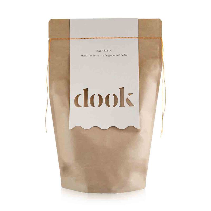 dooksoapedinburgh dook bath soak  mandarin, bergamot, rosemary & cedar bath salts  200g tin