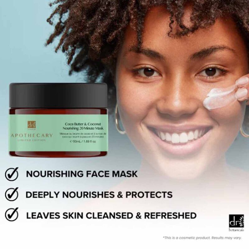dr. botanicals cocoa butter and coconut nourishing 20 minute mask