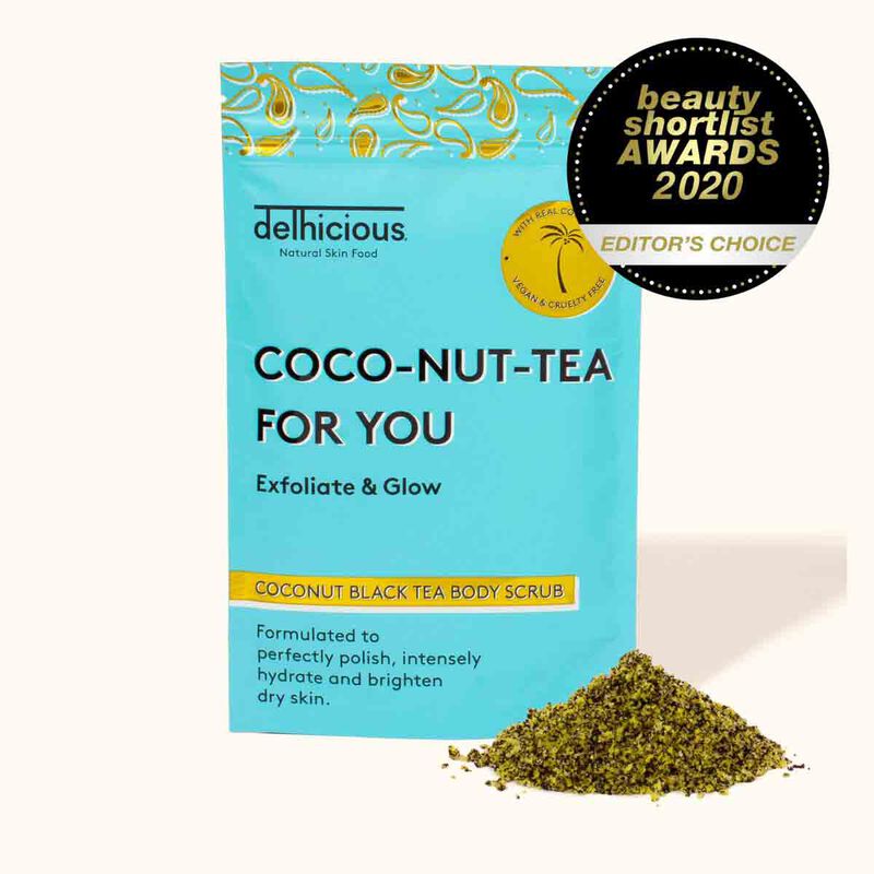 delhicious delhicious coconut black tea body scrub