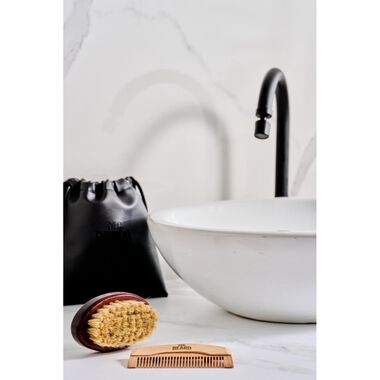 faces beard styling travel set  leather pouch   comb   brush