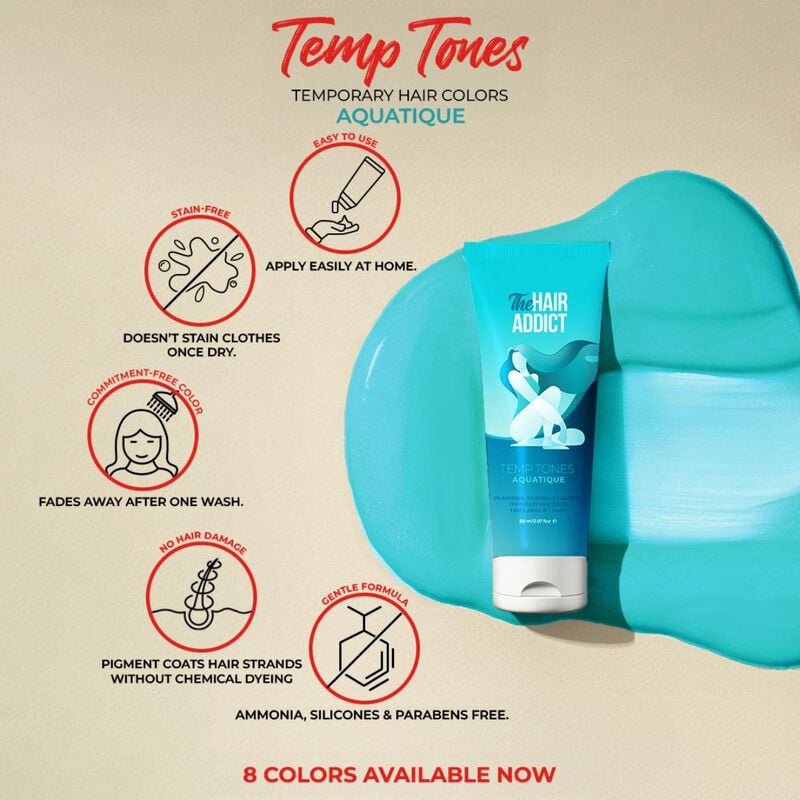 The Hair Addict Temp Tones – Aquatique 88 ml hair addict the hair addict temp tones – aquatique 88 ml