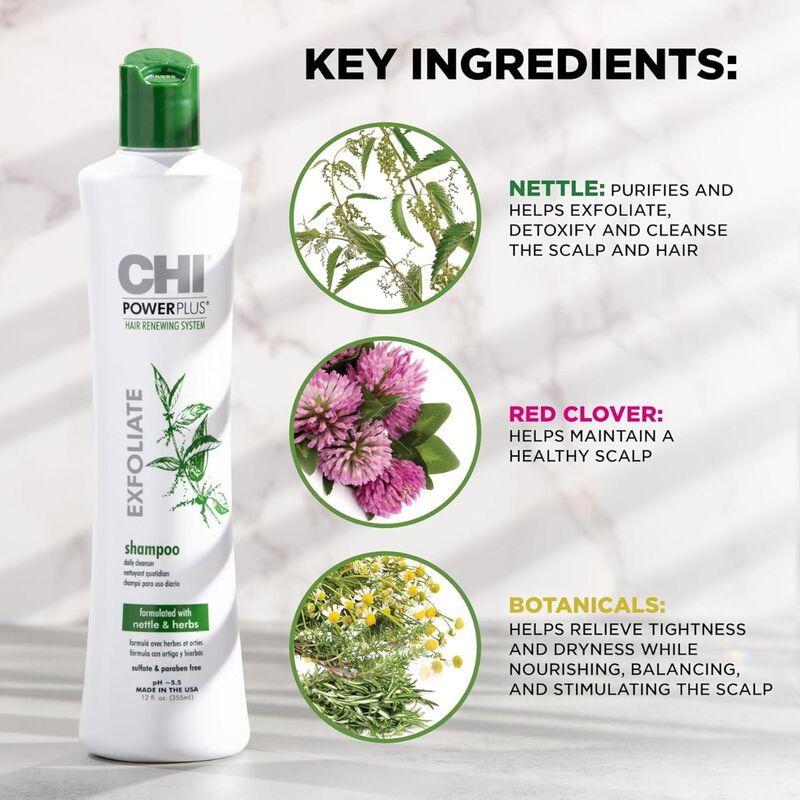 chi chi powerplus exfollate shampoo 12oz .