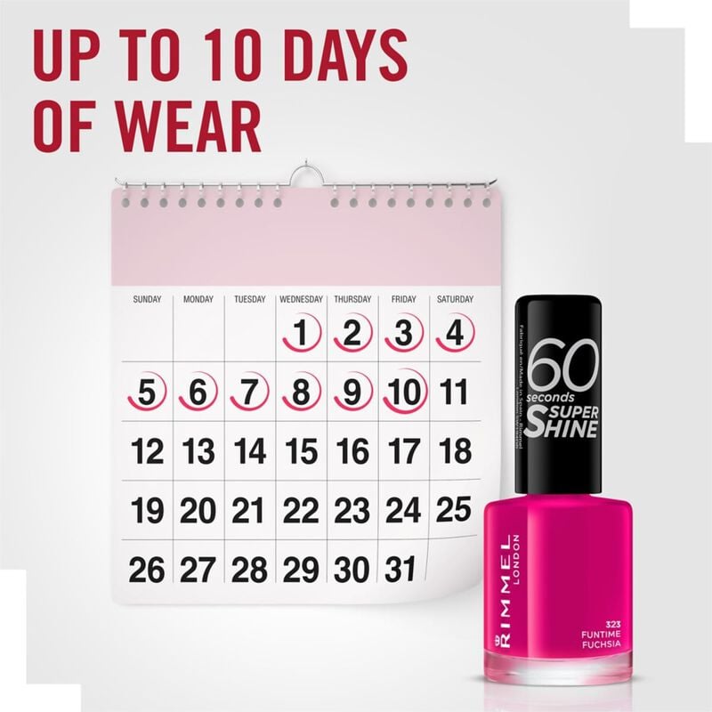 rimmel 60 seconds super shine nail polish 323 fun time fuchsia