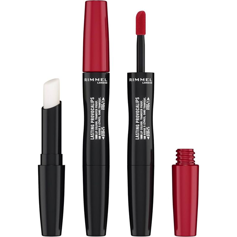 rimmel lasting provocalips double ended long lasting liquid lipstick  740 caught red lipped
