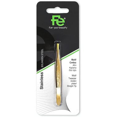 faces fe motif tweezers golden plated straight tip