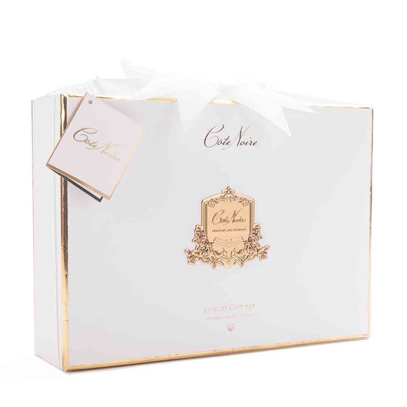 cote noire home diffuser gift pack blonde vanilla white box with gold badge