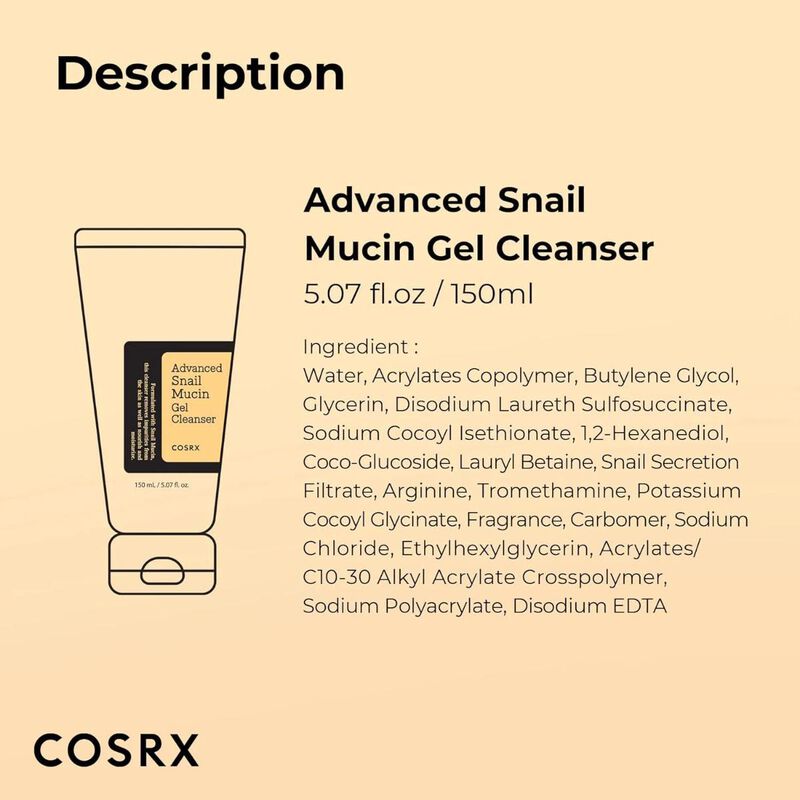 cosrx cosrx advanced snail mucin gel cleanser 50ml