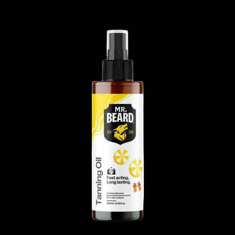 mr beard sun & style bundle tanning oil + beard brush + leather travel pouch