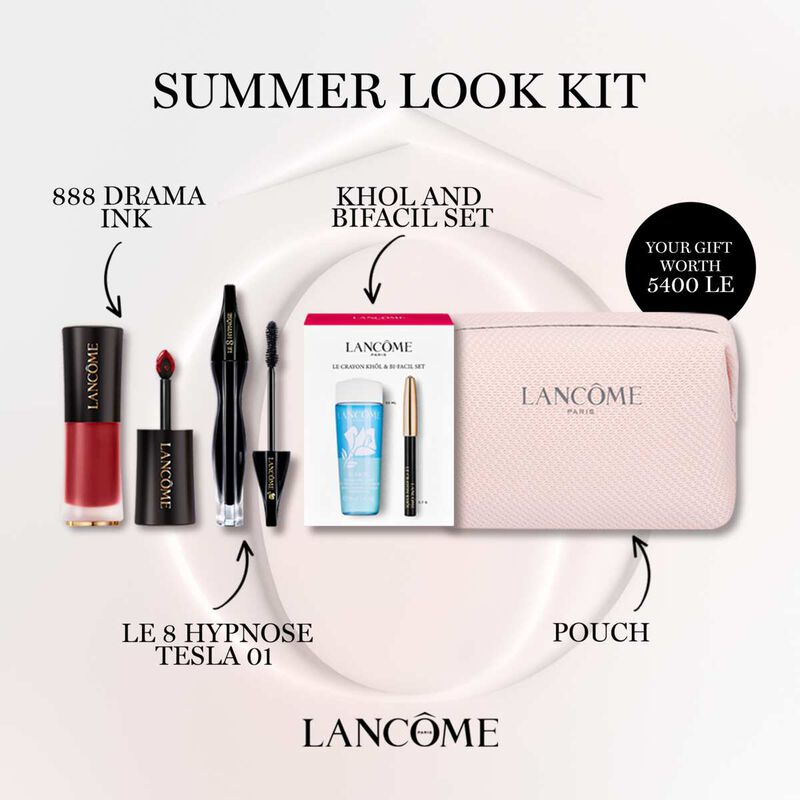 lancome 889 drama ink + le 8 hypnose tesla 01 + khol and bifacil set + pouch