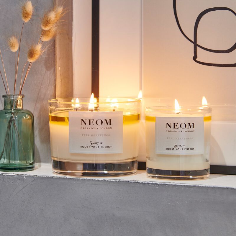 neom organics scented candle 3 wicks feel refreshed