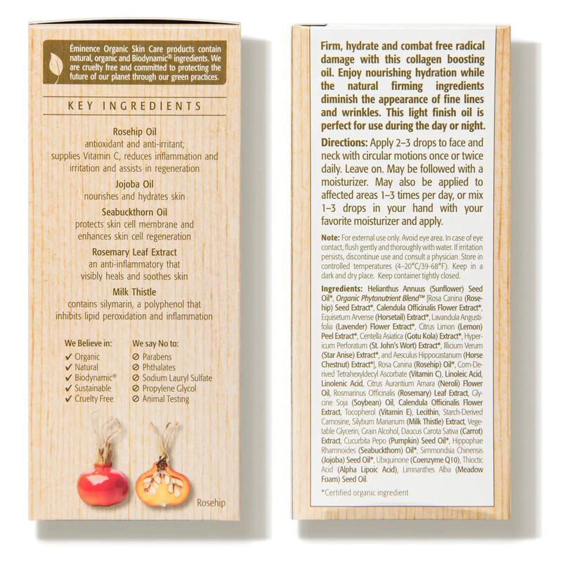 eminence organic skin care rosehip triple c and e firming oil
