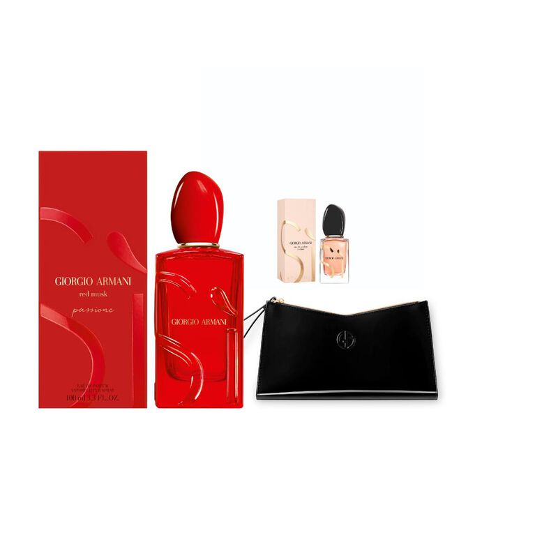 armani beauty si red musk 100ml + si edp 7ml + pouch  set #2