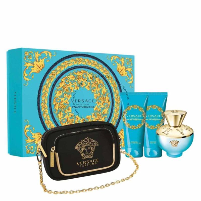 versace dylan turquoise set eau de toilette 100 ml + shower gel & body lotion 100ml  gift set