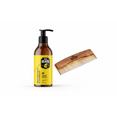 faces fresh beard duo  shampoo 300ml   wooden comb