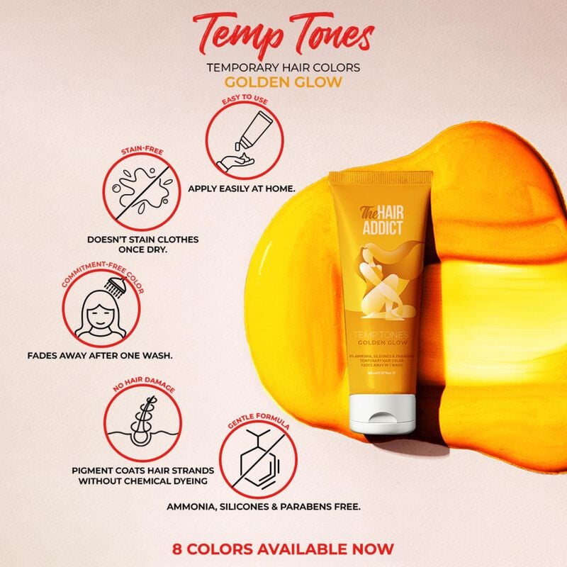 The Hair Addict Temp Tones – Golden Glow 88 ml hair addict the hair addict temp tones – golden glow 88 ml