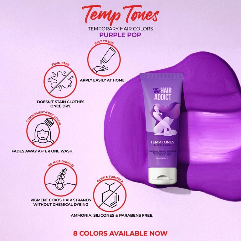 The Hair Addict Temp Tones – Purple Pop 88 ml hair addict the hair addict temp tones – purple pop 88 ml