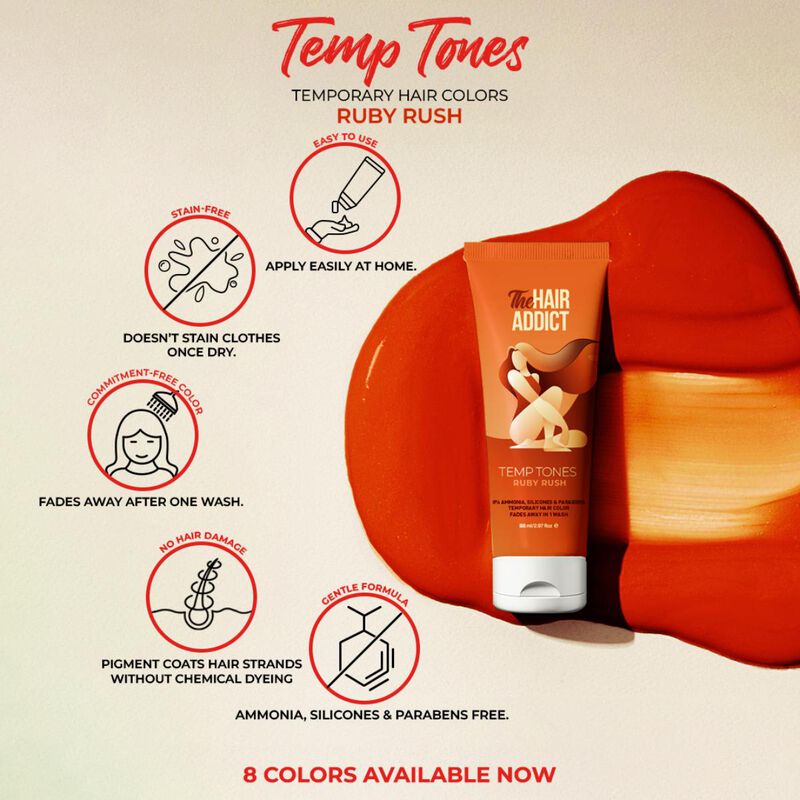 hair addict the hair addict temp tones –  ruby rush 88 ml