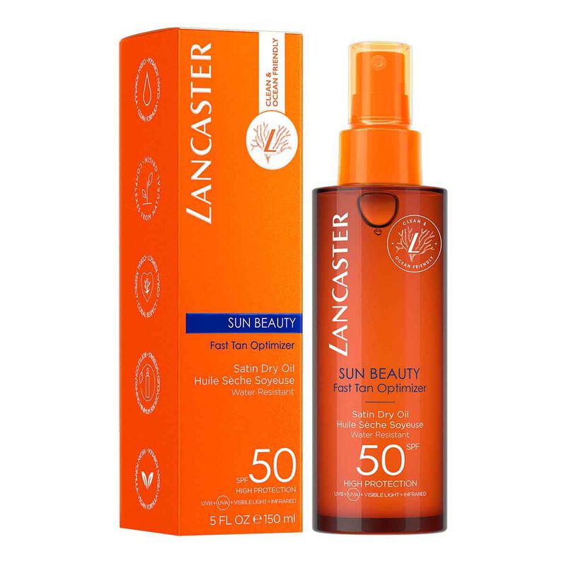 lancaster sun beauty fast tan optimizer satin dry oil spf50