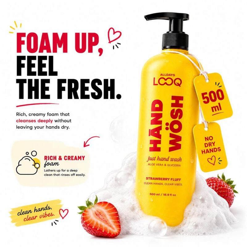 looq strawberry fluff hand wash 500ml