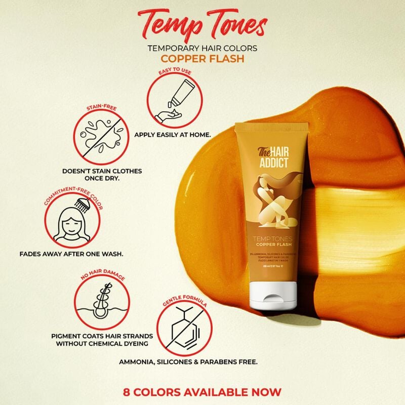 The Hair Addict Temp Tones – Copper flash 88 ml hair addict the hair addict temp tones – copper flash 88 ml