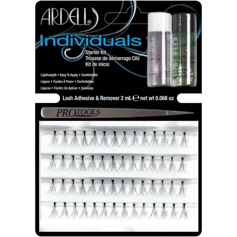 ardell individual lashes starter kit shortmediumlong black knotted flares