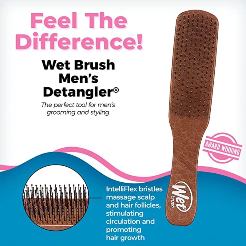 wet brush men's detangler brush, brown