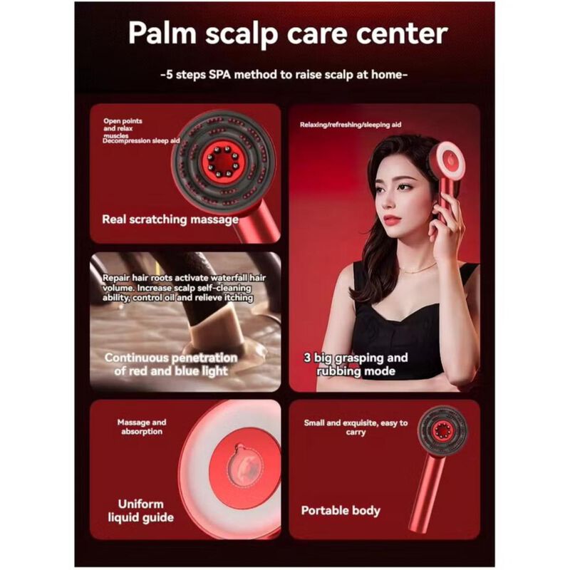 rhea beauty hair comb massage red and blue light medicated massage comb hair skin medicated antihair loss