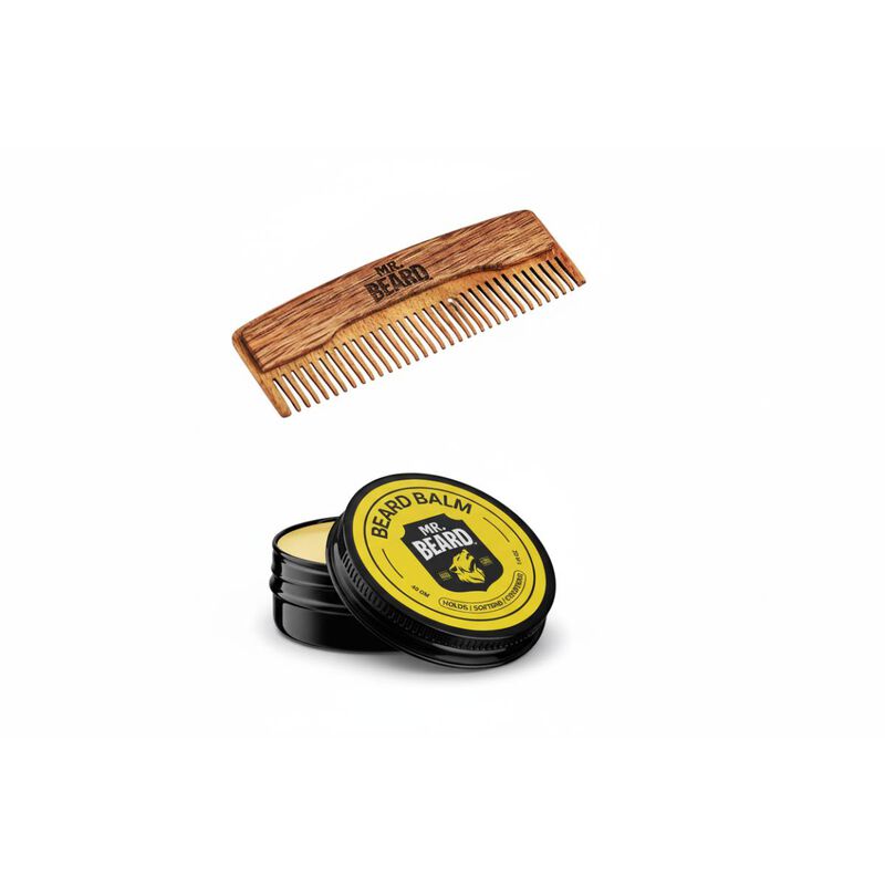 mr beard shape & nourish beard bundle (beard balm + wooden comb)