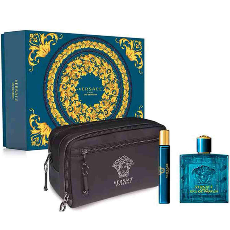 versace eros man eau de parfum set 100ml + 10ml + trousse for men