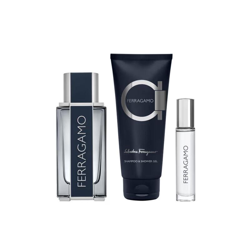 salvatore ferragamo set ferragamo leather h edt 100ml + edt 10ml + s.g 100ml