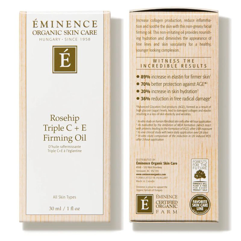 eminence organic skin care rosehip triple c and e firming oil