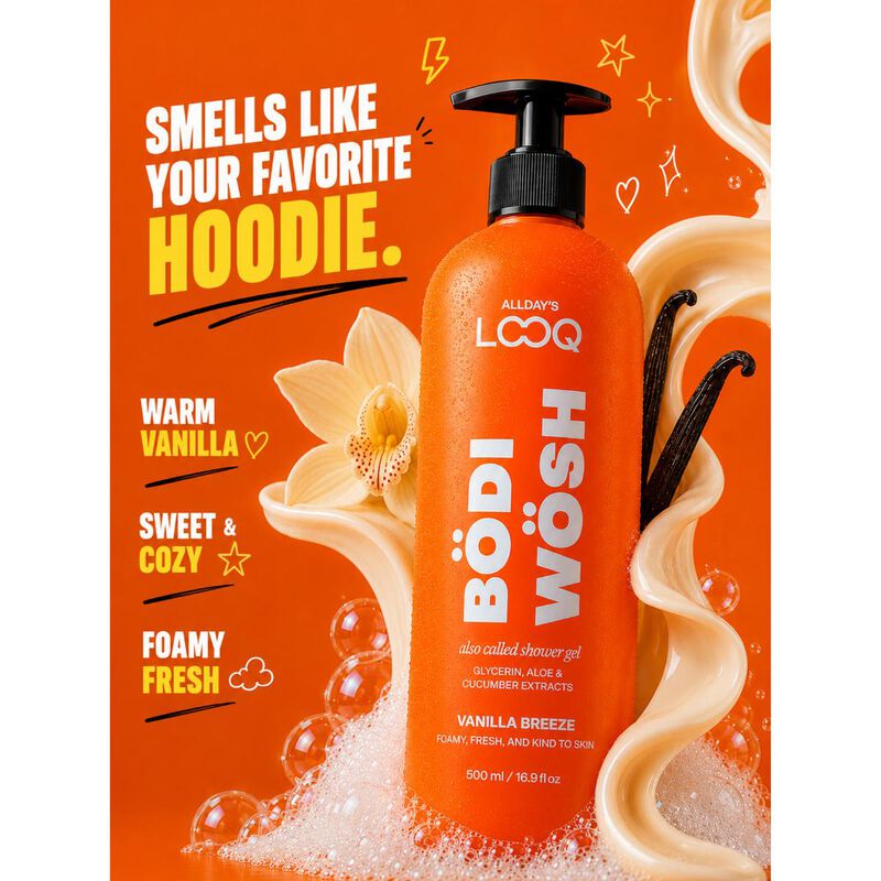 looq bodi wosh vanilla breeze body wash 500ml