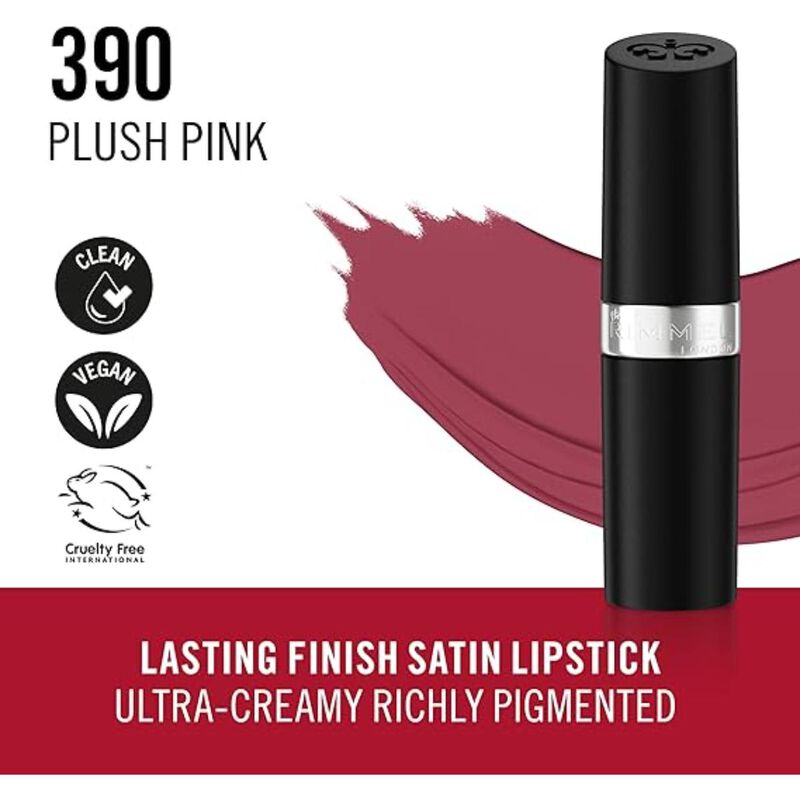 rimmel rimmel lasting finish lipstick  plush pink, 4g
